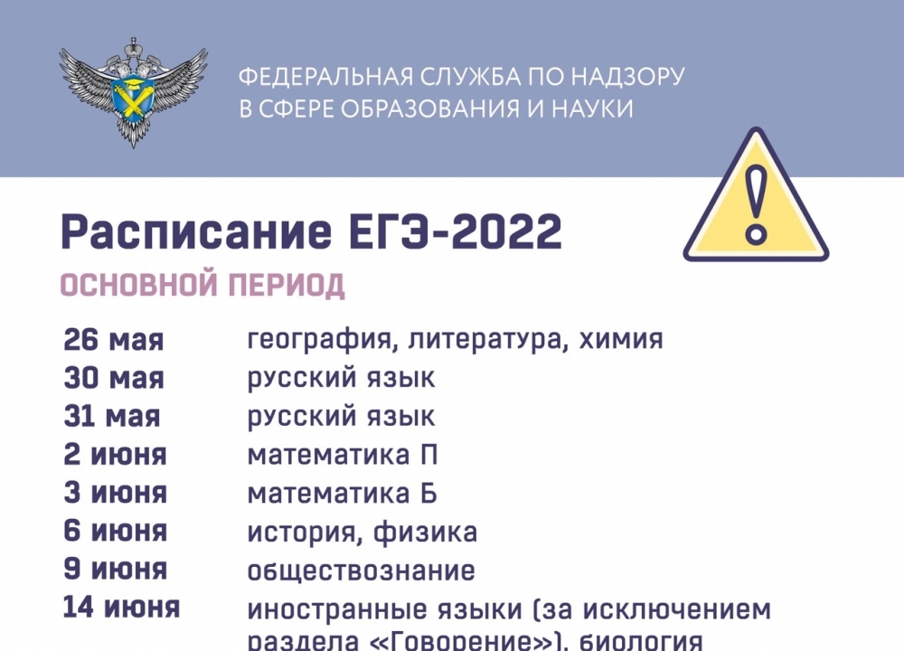 Расписание ЕГЭ 2022
